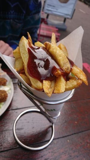 fries with curry sauce   at Maoz in The Hague