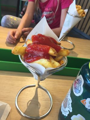 French fries with ketchup at Maoz in The Hague