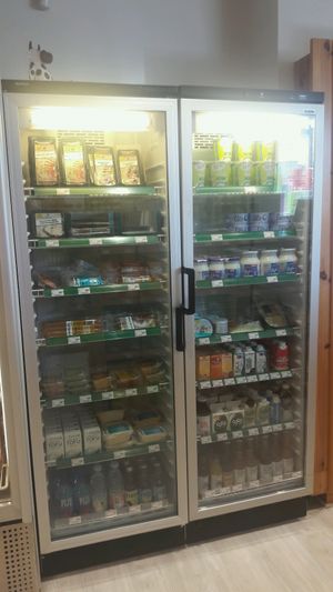 Vegan yoghurt and meat substitutes at Helsam City - Vendersgade in Copenhagen
