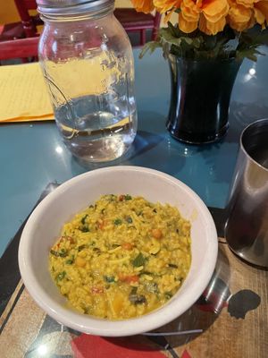 Turmeric rice, khichad  at Natural Oasis Cafe in Rochester