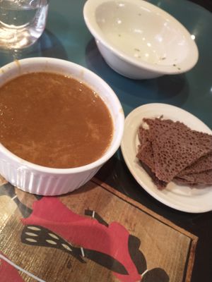 Lentils and injera at Natural Oasis Cafe in Rochester