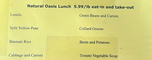 Lunch Menu  at Natural Oasis Cafe in Rochester