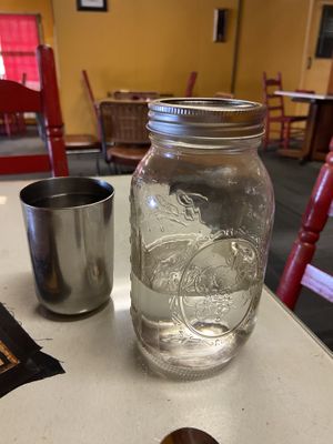 I appreciate the water served in glass jars .  at Natural Oasis Cafe in Rochester