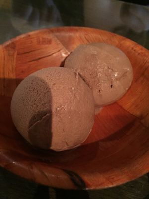 Orange-chocolate ice cream (coconut based😊) at Natural Oasis Cafe in Rochester