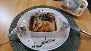 Yummy vegan lasagna 😋 at A Porta Verde in Santiago De Compostela