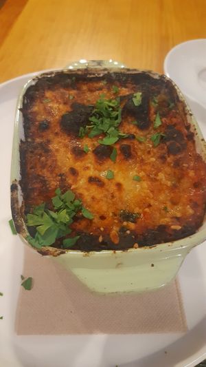 Vegan lasagne at A Porta Verde in Santiago De Compostela