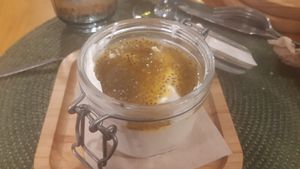 Passion fruit mousse at A Porta Verde in Santiago De Compostela