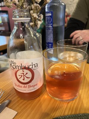 Excellent local Galician Kombucha    at A Porta Verde in Santiago De Compostela