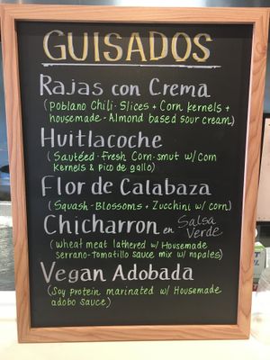 Phatties added five new vegan possible choices to include in their various meals! The huitlacoche is fresh from Puebla. This place is five stars! at Phatties in Escondido