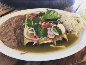 Green enchiladas suizas  at Phatties in Escondido
