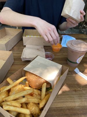 get the combo! best bang for your buck at Honeybee Burger in Los Angeles