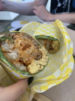 Bee-rito with added impossible meat  at Honeybee Burger in Los Angeles