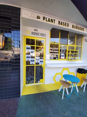 So cute in front at Honeybee Burger in Los Angeles