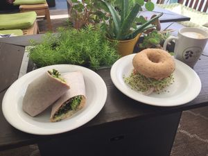 Hummus wrap and Breakfast Bagel hold the egg! at Date & Thyme - Help Yourself in Key West
