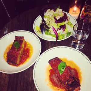 Lasagne and salad  at Peppe's in Bondi