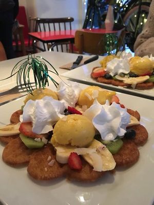 Waffles with sorbet. 2018. at Älskade Traditioner in Stockholm