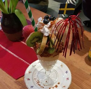 Vegan freakshake with an rotten apple on the back. at Älskade Traditioner in Stockholm
