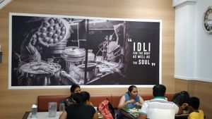 Decor in New restaurant at Murugan Idli Shop in Central Singapore