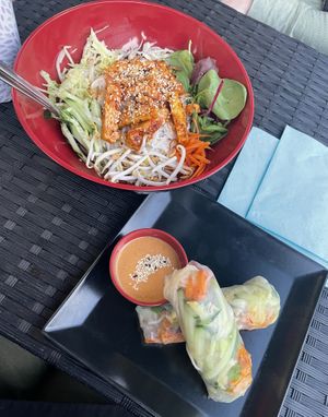 Tofu noodle salad and tofu spring rolls  at Uncle Van - Steingasse in Salzburg