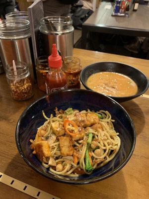 Chose ramen noodles and pad Thai sauce. Tomato soup at the back is really yummy! at Uncle Van - Steingasse in Salzburg