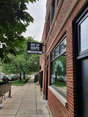 Outside at Sip of Hope Coffee Bar in Chicago