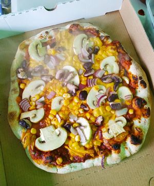 BBQ vegan pizza with mince soy sauce - delicious :) at Hello Vegans in Cork