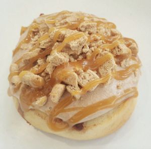 Twix! Chocolate Frosting with Cookie Pieces & Caramel Sauce! at Cinnaholic - 82nd Ave in Edmonton