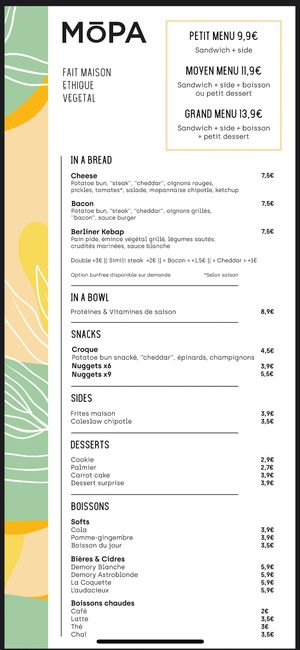 Menu ! at Mōpa in Paris