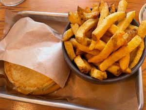 Croque and fries  at Mōpa in Paris