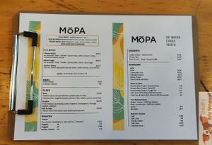 New menu paper at Mōpa in Paris
