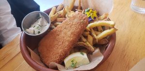 Fish & chips (very good) at Mōpa in Paris