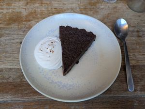 Fondant au chocolat with chantilly tonka at Mōpa in Paris