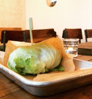 Freebun cheese burger with the famous beyond meat !! at Mōpa in Paris