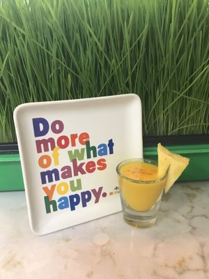 3 Powershots! 1.) Wheatgrass 2.) Wellness (includes fresh Ginger) 3.) Elixir (includes Turmeric & Ginger) at Rawfully Yours Juice Bar & Cafe in Lasalle
