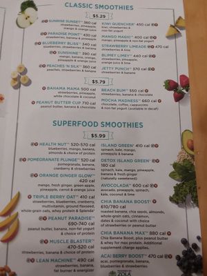 Smoothie part of menu at Tropical Smoothie Cafe - Pine Ridge Rd in Naples