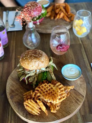 Vegan Chicken burger  at Lisica Cafe in Maribyrnong