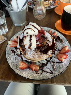 Chocolate pancakes at Lisica Cafe in Maribyrnong