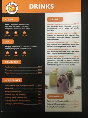 Drinks menu at Lisica Cafe in Maribyrnong