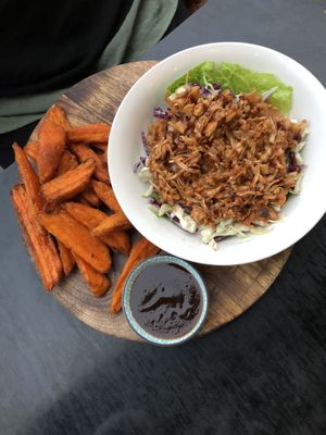 Nachos bowl with pulled pork jack fruit at Lisica Cafe in Maribyrnong