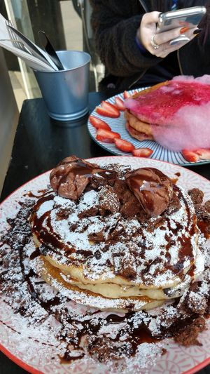Chocolate pancakes at Lisica Cafe in Maribyrnong