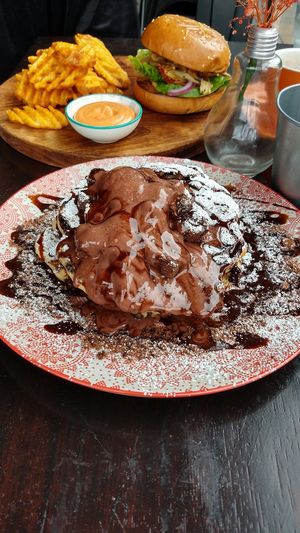 Chocolate pancakes at Lisica Cafe in Maribyrnong