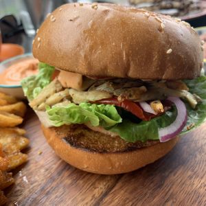 Best “chicken” burger I have had in so long! I’m not super into mock meat if it’s thick in a patty form but this was little pieces of chicken and it was perfect!  at Lisica Cafe in Maribyrnong
