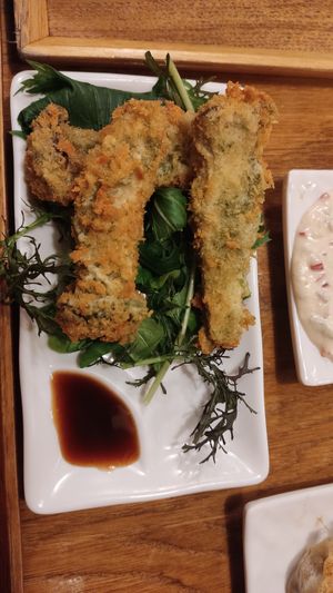 Mushrooms in tempura at Uki Green in Warsaw