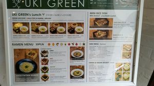 current menu at Uki Green in Warsaw