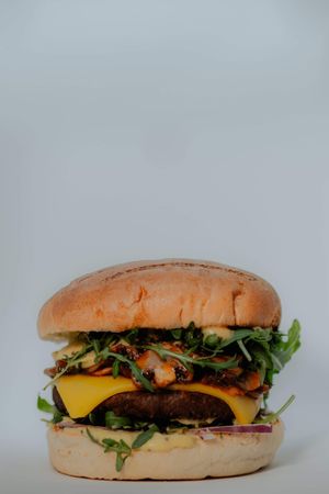 Mighty Meat-less burger  at The Queens Head in Farnham