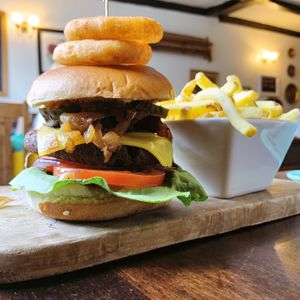Ultimate vegan burger! at The Queens Head in Farnham