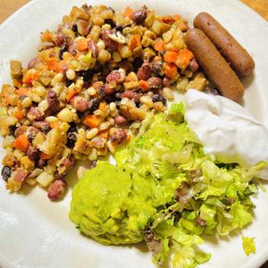 Three Bean Hash w/ veg links ✨ Delicious  at Follow Your Heart Market & Cafe in Canoga Park