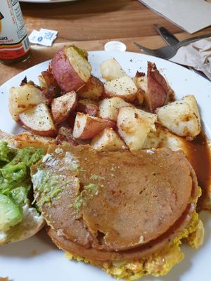 English muffin breakfast sandwich. at Follow Your Heart Market & Cafe in Canoga Park