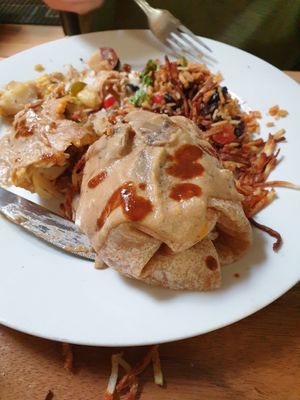 country style burrito at Follow Your Heart Market & Cafe in Canoga Park