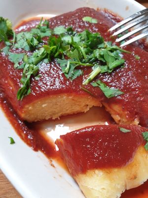 tamale inside at Follow Your Heart Market & Cafe in Canoga Park